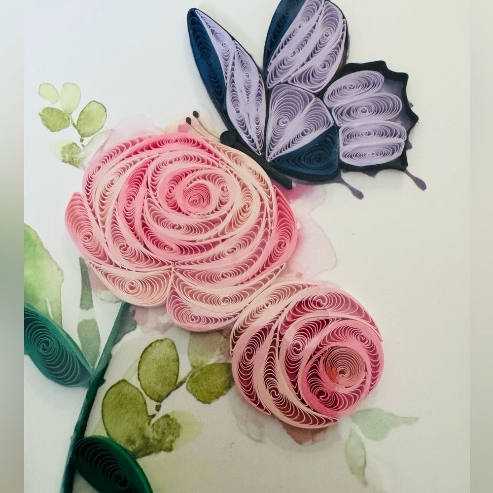 Butterfly Floral Quilling Art Spring Floral Greeting Card